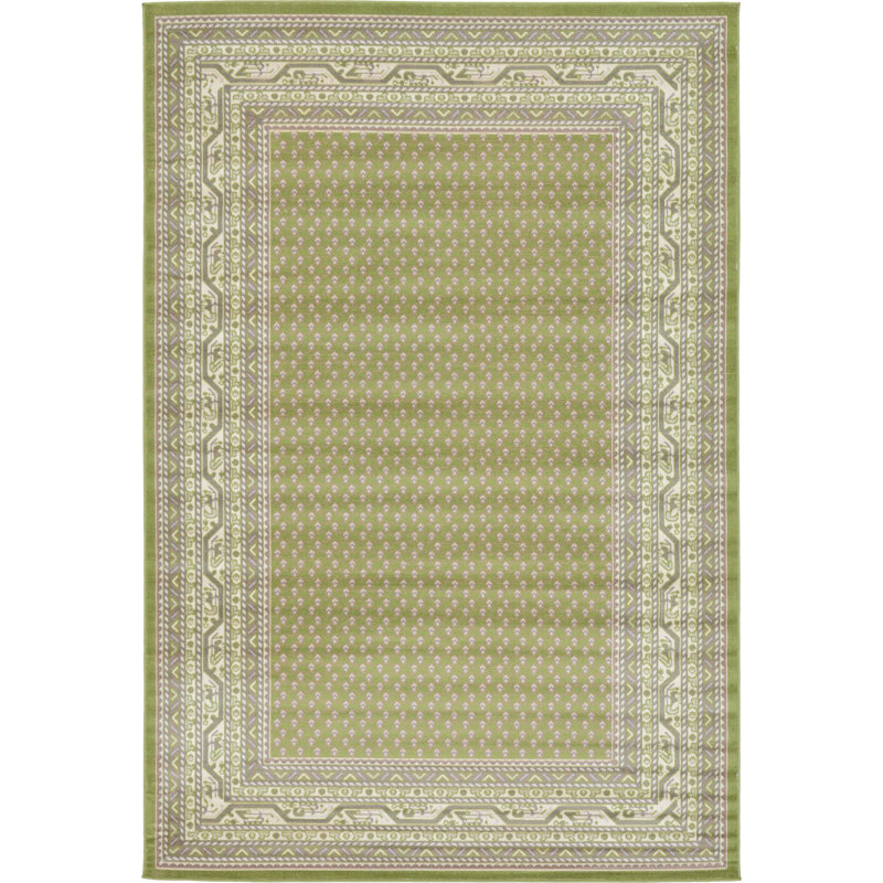 Swinson Geometric Area Rug, Rectangle 6'1" x 9', Green