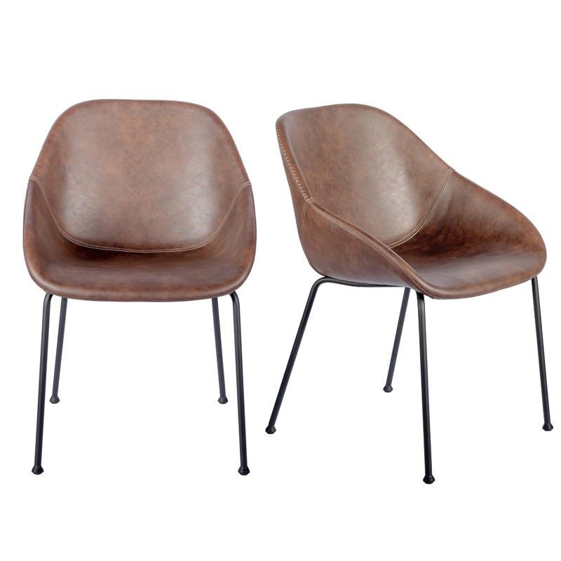 Chaise d'appoint rembourrée Garner, Simili-cuir brun rétro