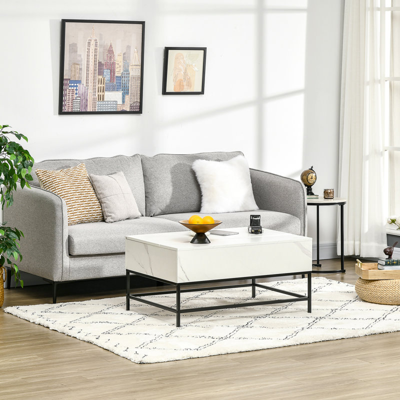Anarii Coffee Table, Faux Marble, White