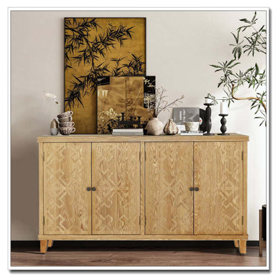 59" Brown Accent Cabinet with 4 Doors