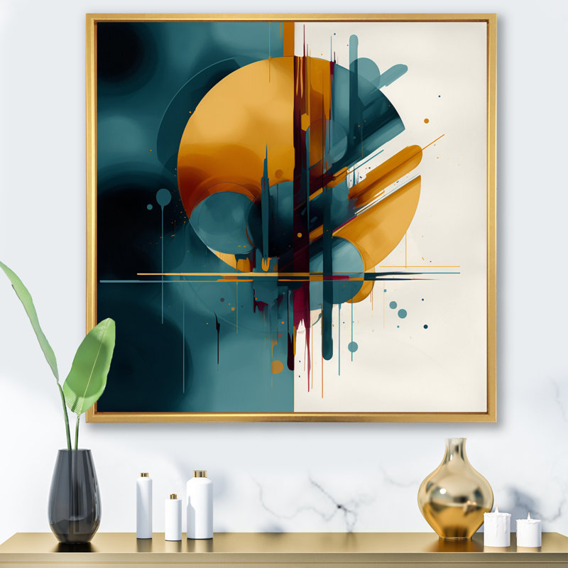 «The Geometric Of Light I» sur toile, H 16 po x l 16 po x P 1 po, Cadre flottant doré