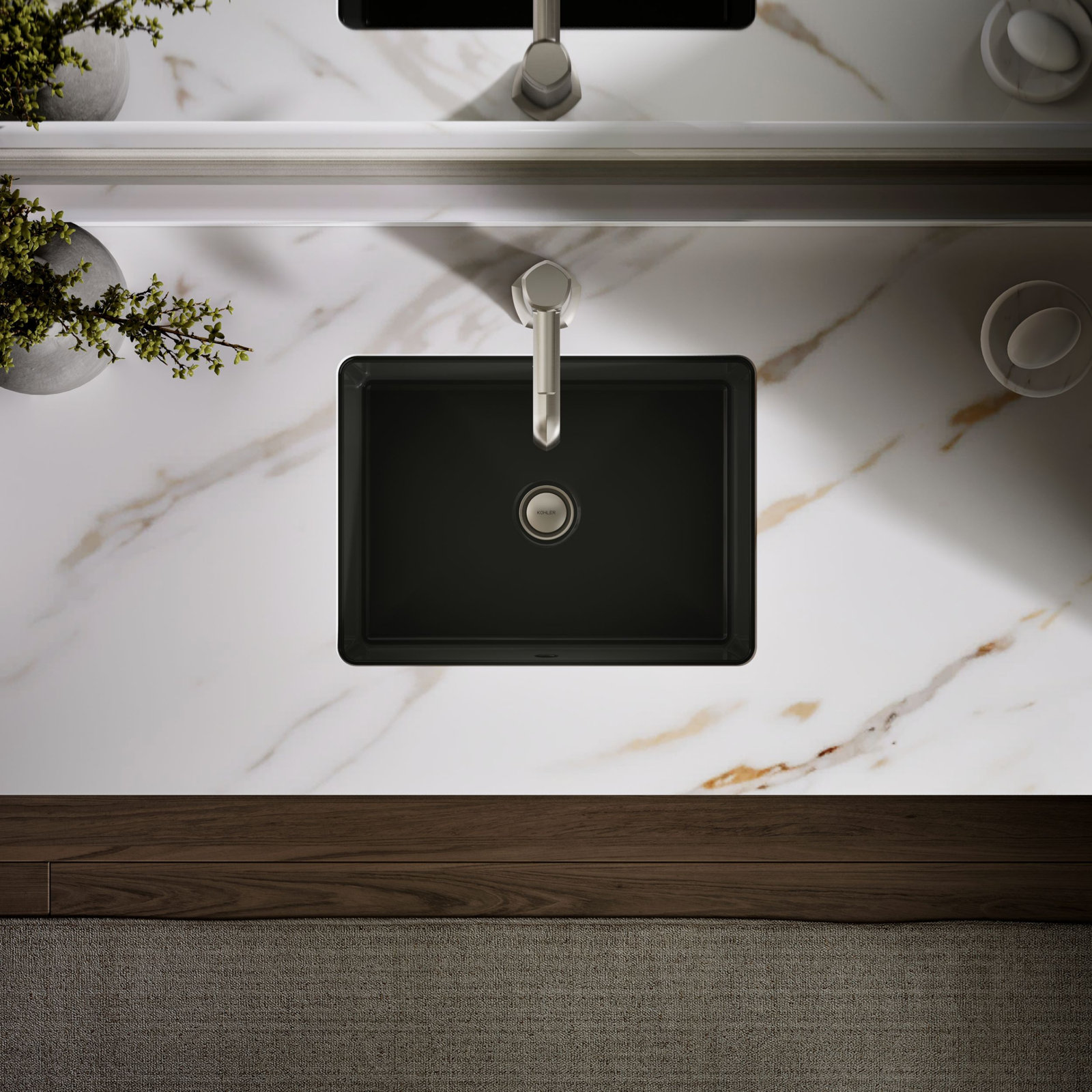 Verticyl Rectangular Undermount Sink, Black