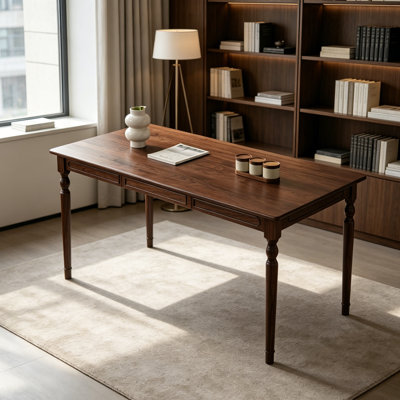Retro American-style 2-drawer Walnut Wood Desk