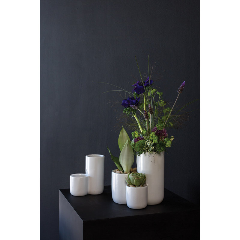 Vase de table en céramique intérieur/extérieur 5,5 po white