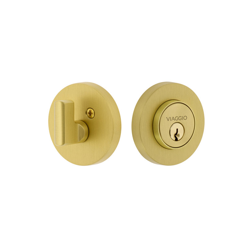 Pêne dormant à cylindre simple sans clé avec rosette Circolo, 2.75", Laiton satiné
