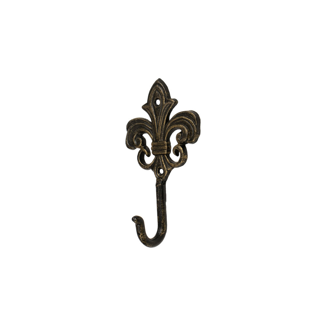 CAST IRON HOOK - FantasHome Wall Mounted Cast Iron Home Décor Single Hook (Spire) Fleur De Lis Living