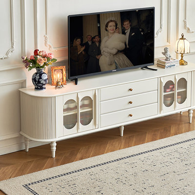 French Style Walnut Wood TV Stand