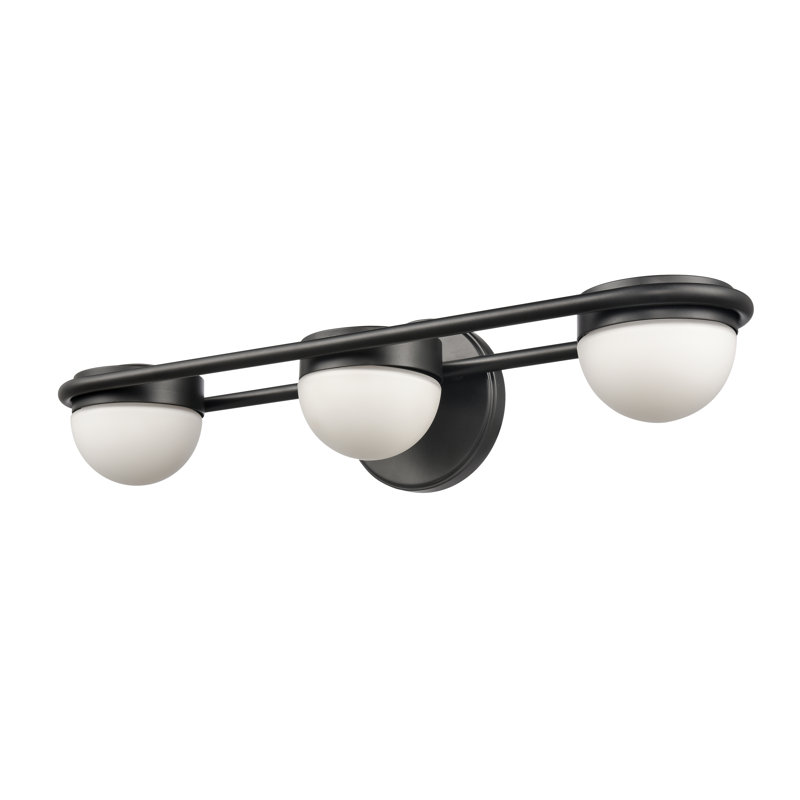 Éclairage pour salle de bain 3 lumières Cinderford - 22 po - noir mat, H 5 po x l 22 po x P 6 po, Trois lumières, 15W