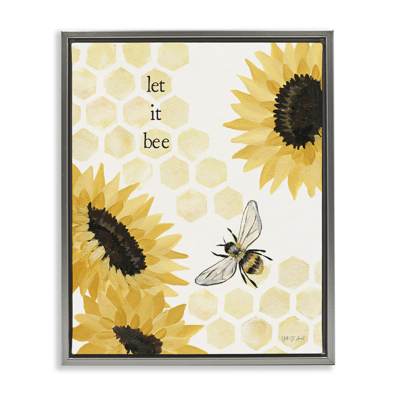 «Let It Bee Honeycomb», art mural encadré flottant par Julia Purinton, Cadre flottant gris lustré, H 31 po x l 25 po