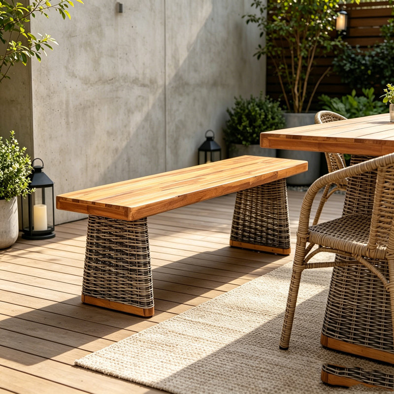 Patio Wood Bench, Grey,Teak