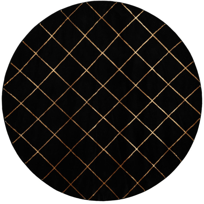 Étowah contemporain noir et doré, Rond 7 pi 10 po