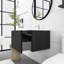 24 po Meuble-lavabo mural noir avec lavabo en céramique intégré
