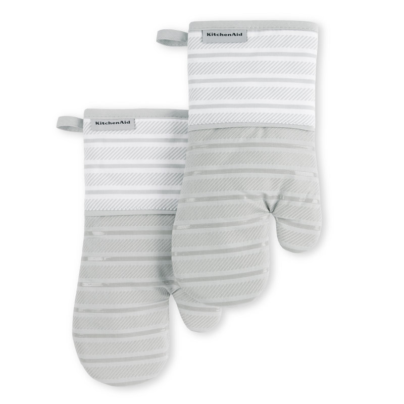 KitchenAid Albany Oven Mitt 2-Pack Set, Matte Gray