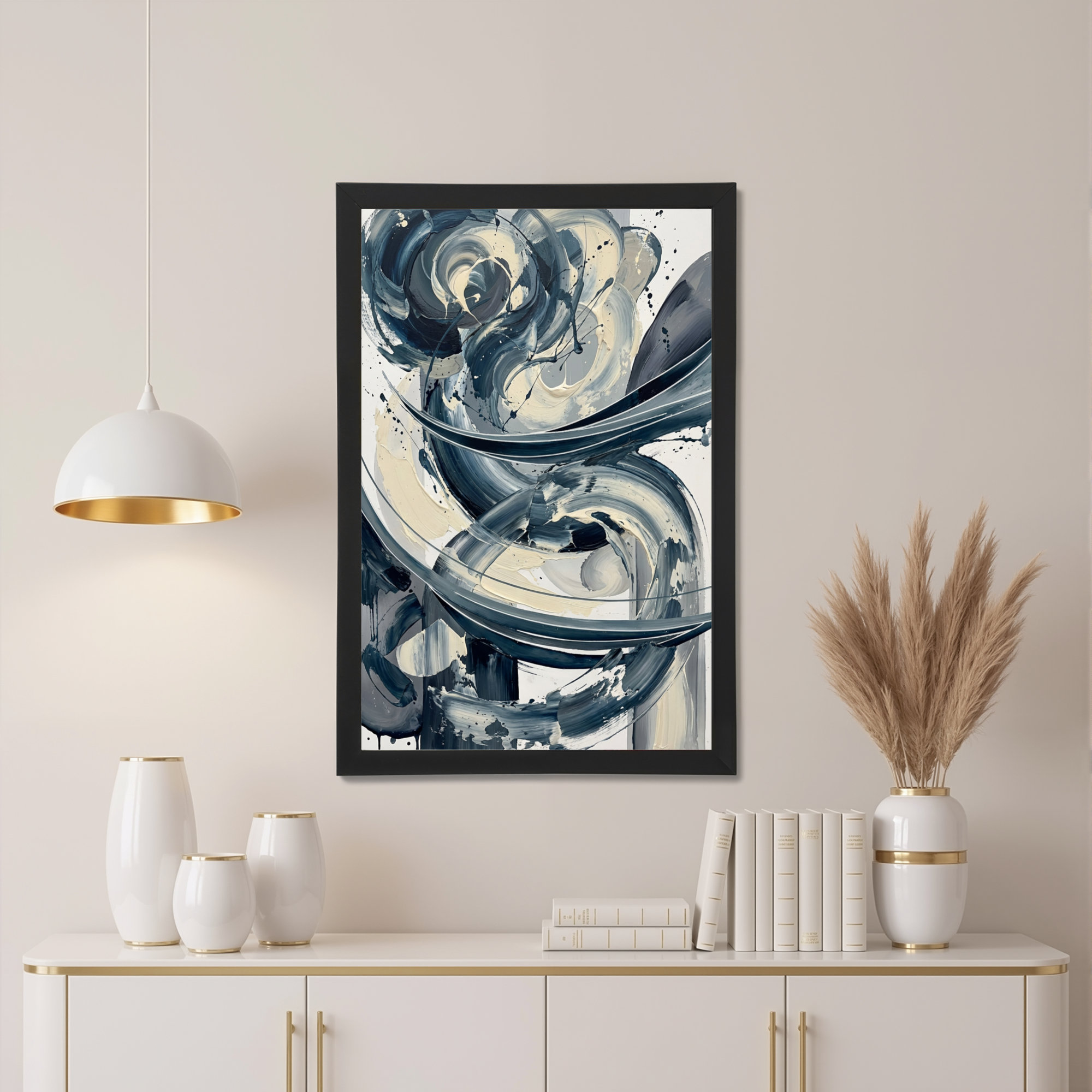 Winston Porter Abstract Blue And Cream Swirl Canvas Wrapped Wall Art ...