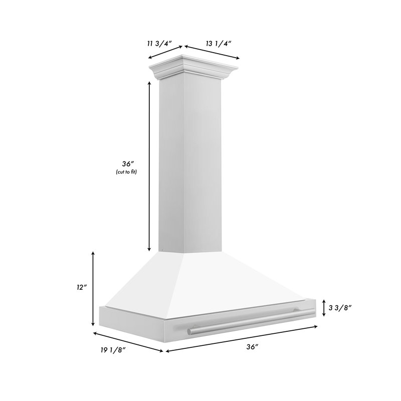 36" 400 CFM Ducted Wall Mount Range Hood, White Matte
