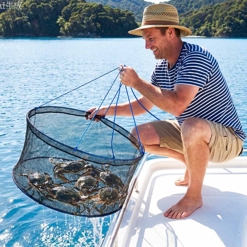 Filet de pêche pliable, filets de débarquement, filet portatif pour tirer le poisson, durable et adapté aux poissons, avec corde et sac de rangement, pour ménés, écrevisses, crevettes, crabe