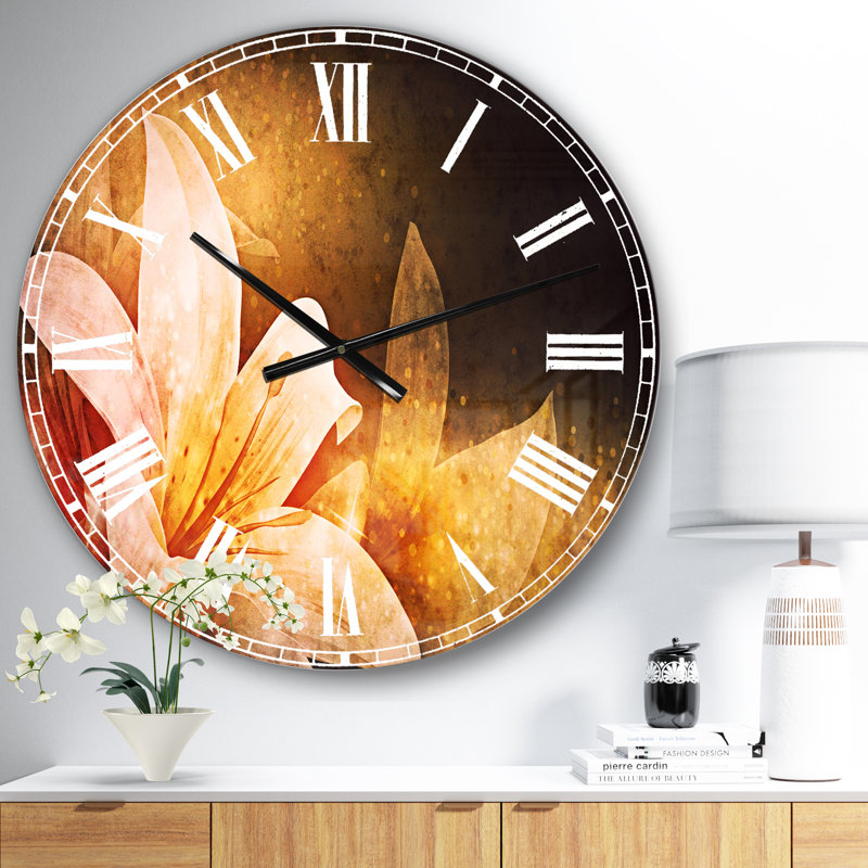 Fleur fractale brune brillante - Horloge murale traditionnelle, Moyen