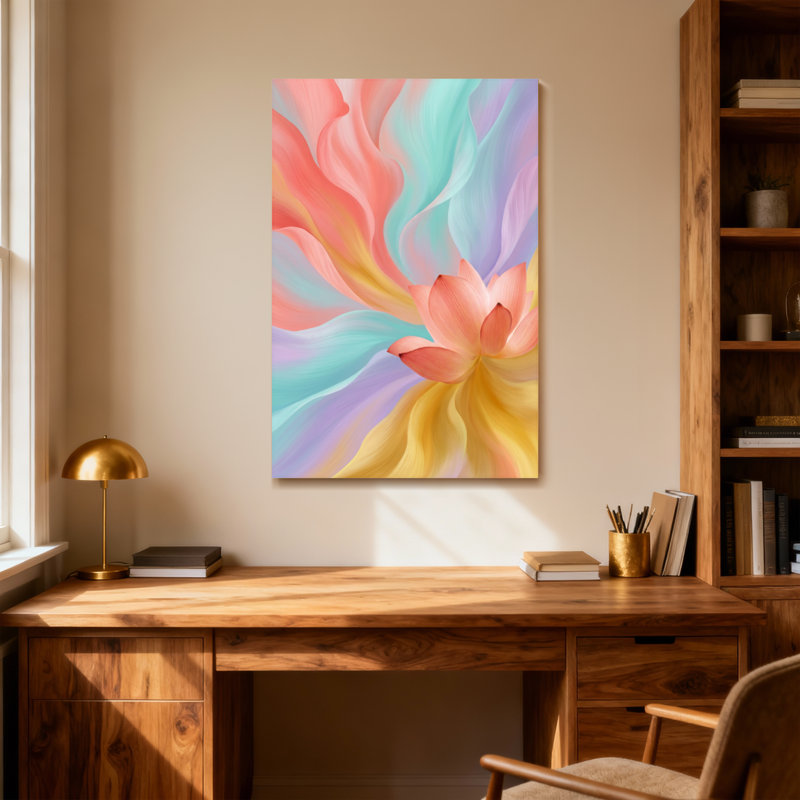 Plantes et fleurs, impression de motif floral tourbillon coloré abstrait, H 18 po x l 12 po
