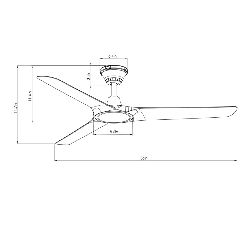 Abyss 56in 3-Blades Indoor/Outdoor Ceiling Fan with Remote Control, Black, Oil Rubbed Bronze