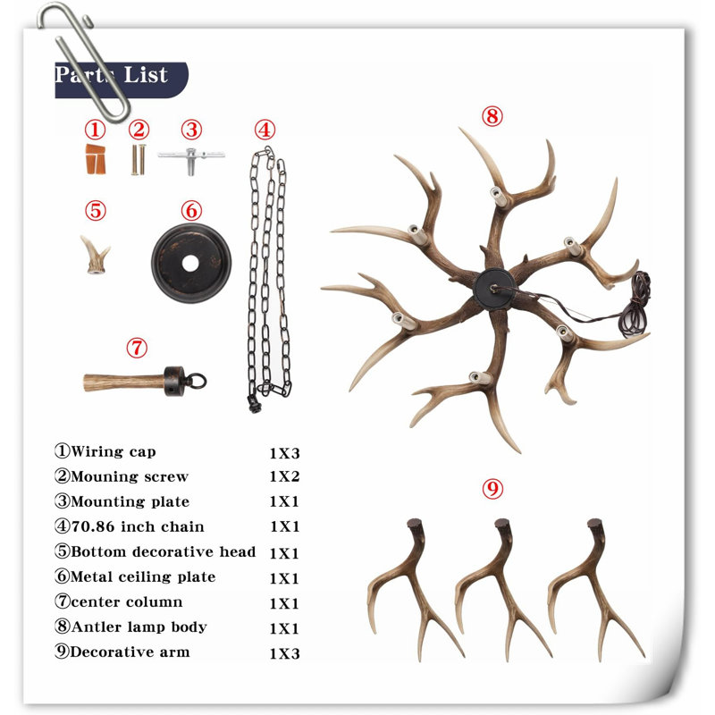 Luminaire suspendu en laiton antique à 6 lumières Boylon