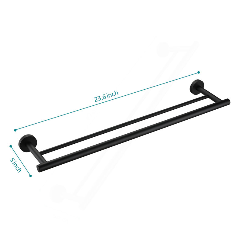 Porte-serviettes mural 23,6 po, Noir mat