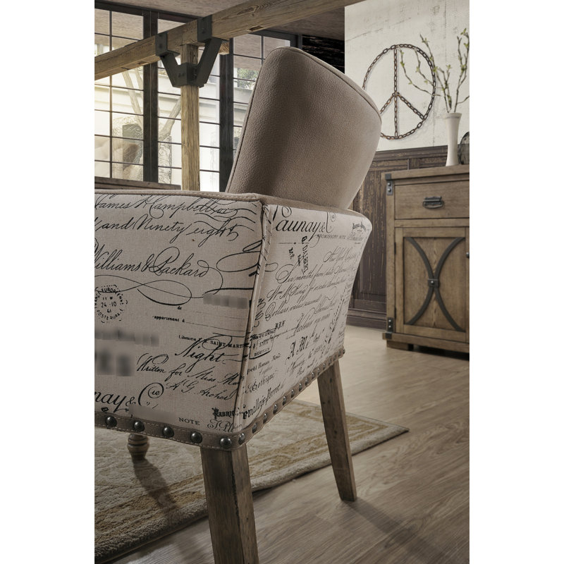 2 fauteuils de salle à manger de style bois de grève - tête de clou robuste, dossier imprimé, garniture de tête en microfibre, charmante et douce