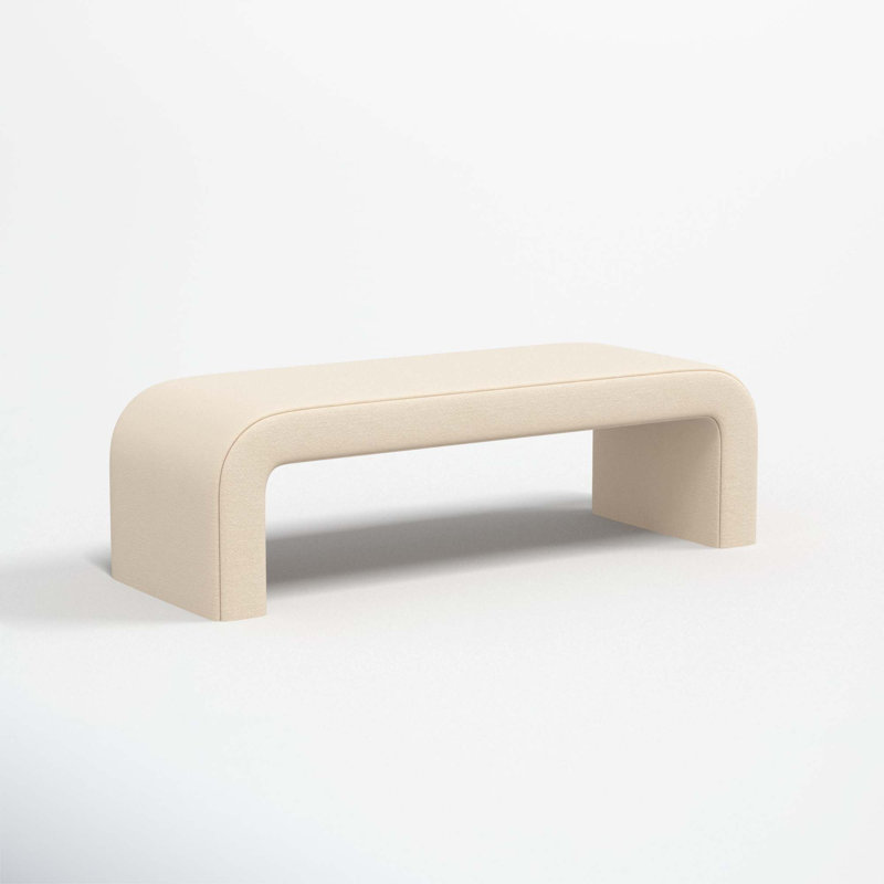 Banc rembourré Barley, Velours performance perle classique