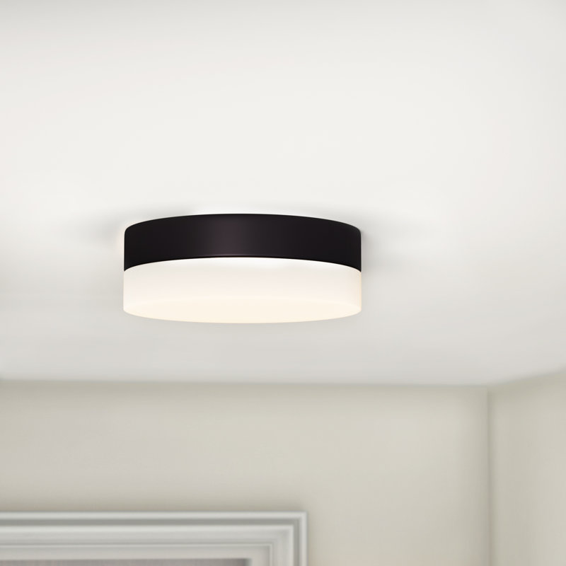 Valera Glass LED Flush Mount, Black, 3.18" H x 9.38" W x 9.38" D