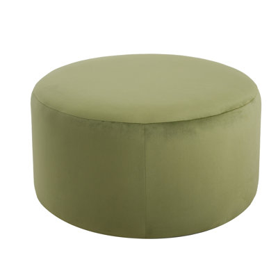 Round Wrapped In Olive Velvet - 30.99 Inches Wide, 16.16 High, Suitable For Footrest And Extra Seating, Contemporary Decor Made With Tall, Act As Or Modern Functional