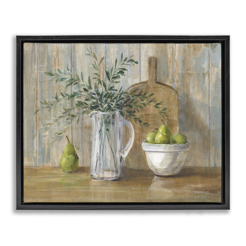 «August Grove® Rustic Pears Still Life», art de la giclée encadrée par Danhui Nai, Cadre flottant noir de jais