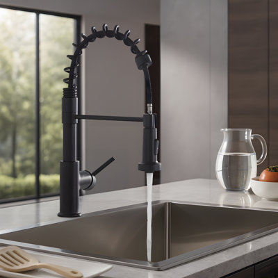 Robinet de cuisine escamotable à finition noire matte Blossom