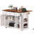 Farmhouse Kitchen Island with Two Tempered Glass Cabinet Doors, Drop Leaf, 5 Open Side Racks, 3 Drawers-126118224