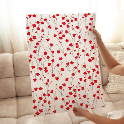 Art floral sans cadre, fleurs sauvages rouges, chalet