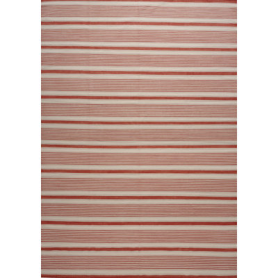 Striped Area Rug in Red/Cream