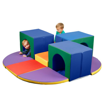 ECR4Kids SoftZone Triple Tunnel 360 Degree Maze, Toddler Playset, 9-Piece