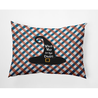 Halloween Witch Way to the Candy Indoor/Outdoor Throw Pillow Rectangle