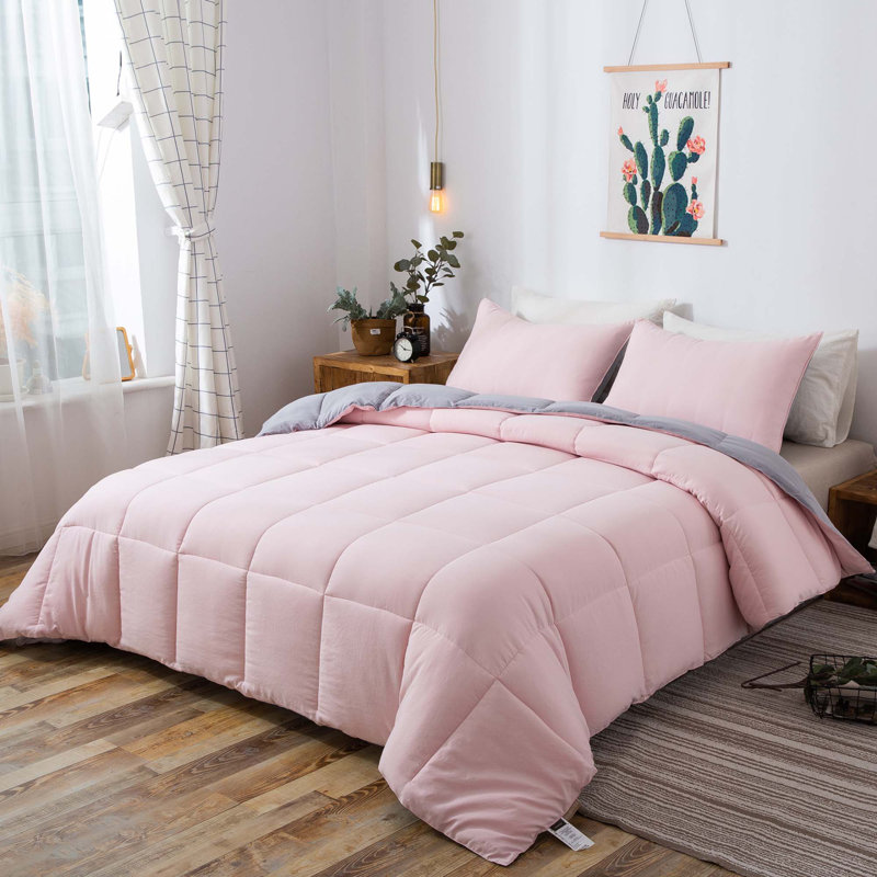 All Season Down Alternative Quilted Comforter Set-Reversible Bedding Set-Machine Washable, Queen Comforter + 2 Standard Shams