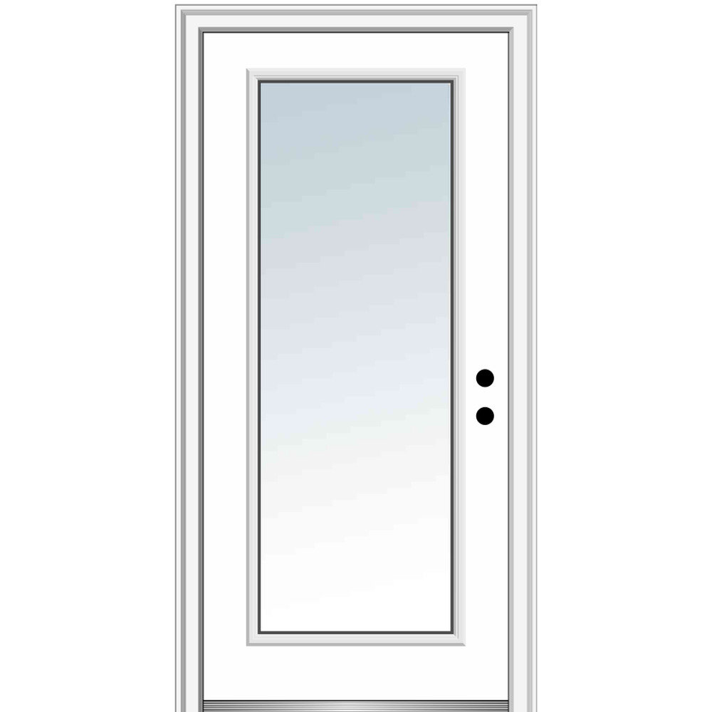 Full Lite Clear Glass Primed Fiberglass Smooth Prehung Front Entry Door MMI DOOR Door 