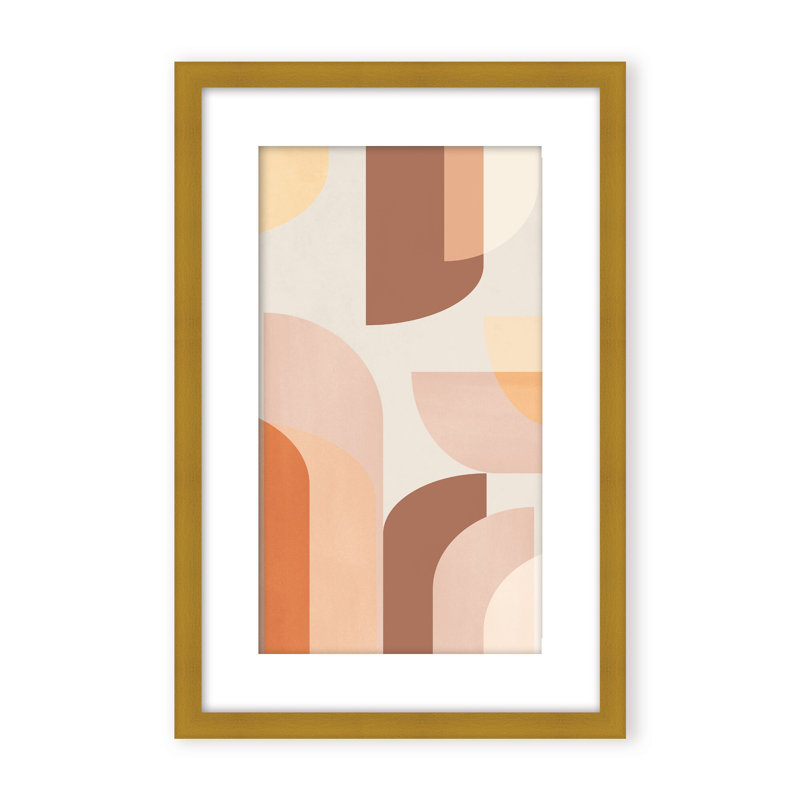 Abstract Retro Geometric by  - Picture Frame Graphic Art on Paper, 24" H x 16" W x 1.125" D, Brown, Framed Matted Print