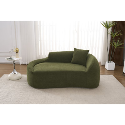 Chaise longue incurvée à compression, chenille, avec oreiller intégré, 3 en 1, polyvalente, assise profonde, aucun assemblage requis, pour chambre à coucher, lit moderne, 2 places, idéale pour les petits espaces, design, montage rapide