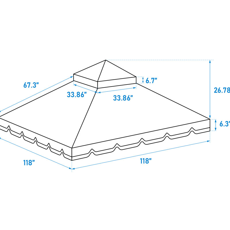 Auvent pour abri de jardin extérieur 10 pi x 10 pi - à deux niveaux, protégé, imperméable, enveloppe, couverture de patio brun, protection,