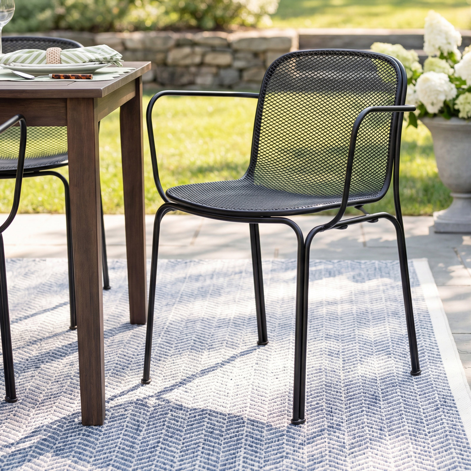 Stackable Patio Armchair, Black