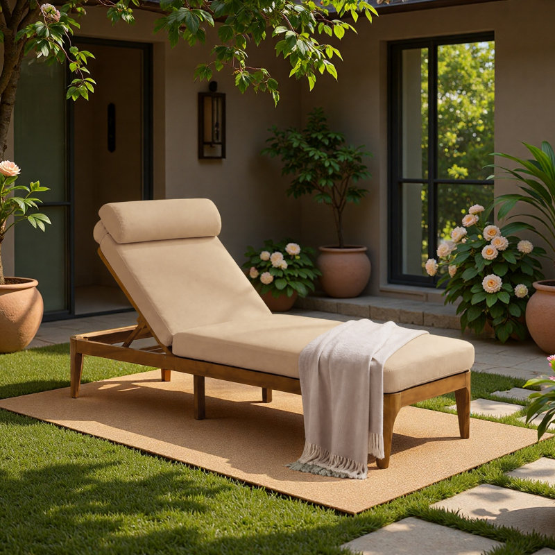 Chaise longue en bois d'acacia, Coffee Brown