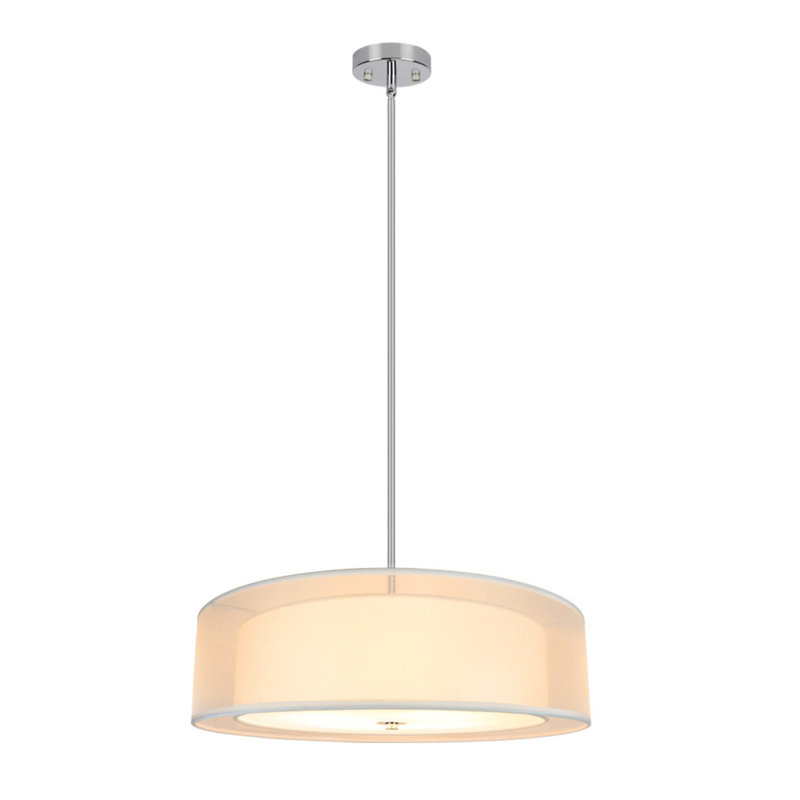 Double-layer Circular Fabric White Pendant Lamp
