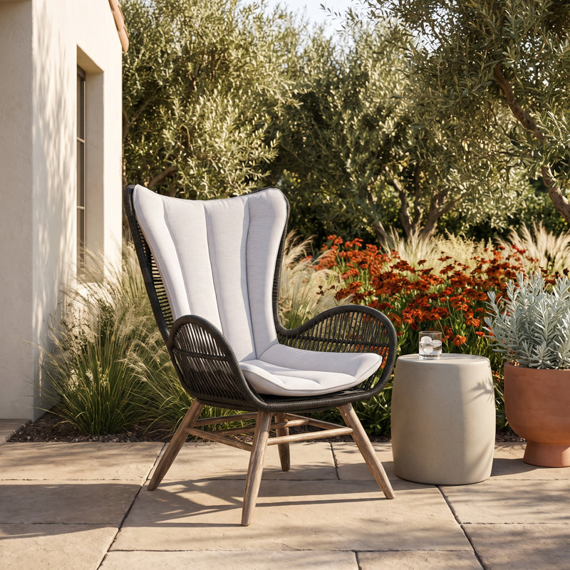 Adagio Tall Wing-back Patio Chair with Cushions, Gray