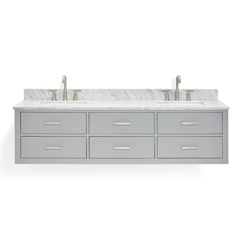 73'' W Double Vanity, Gray, Brushed Nickel