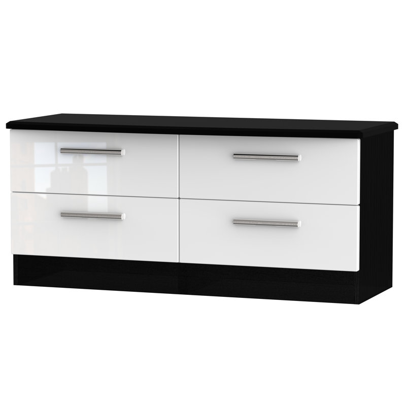 Fully Assembled Yvette 4 Drawer Chest, Black/White