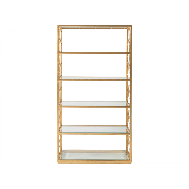 42"W x 18"D x 79"H  5-Tier Metal Designs Honeycomb Etagere, Gold Leaf, (5 Shelves) 79" H x 42" W x 18" D