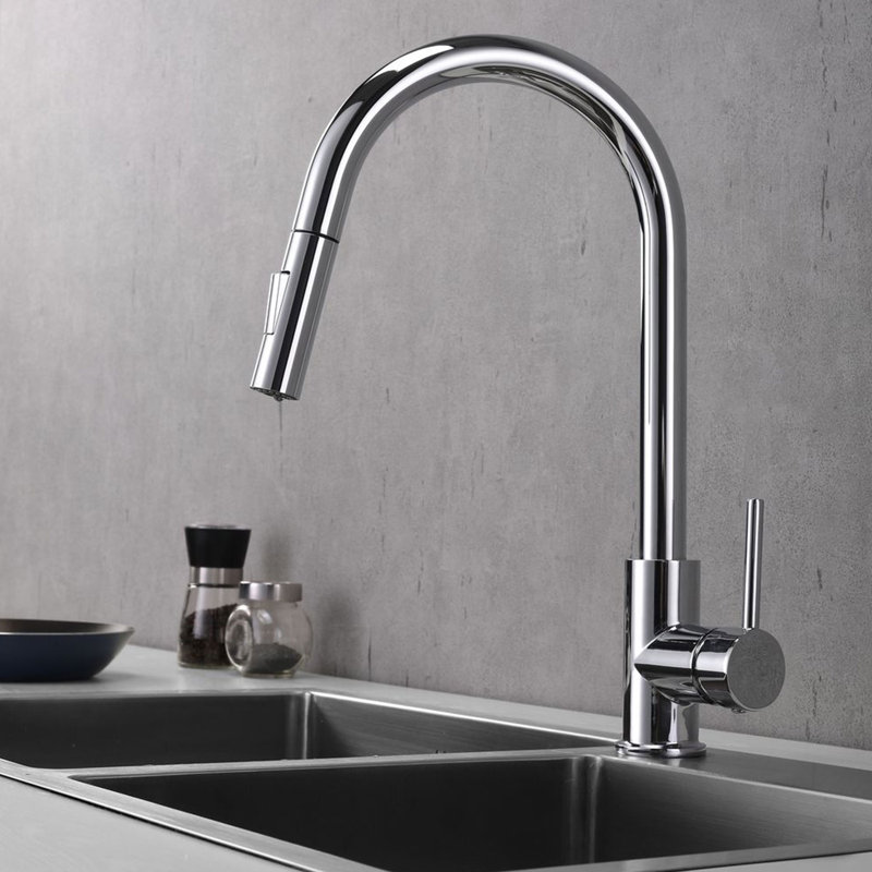 Tête de douche chromée pour robinet de cuisine - 2 types de jet, MONROE-II