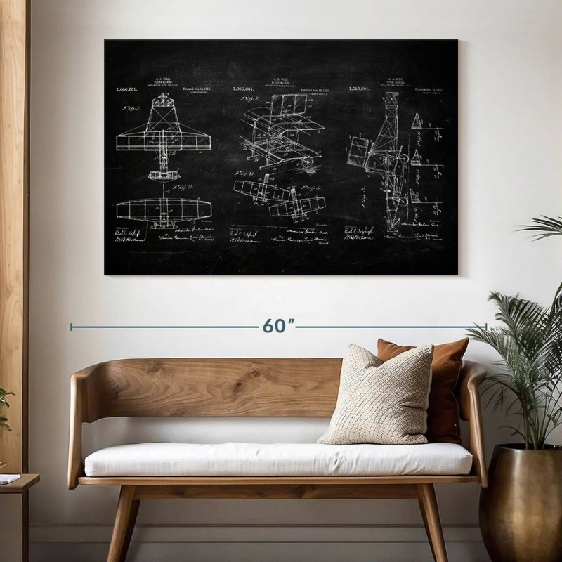 Avion, impression sur toile, H 34 po x l 51 po x P 1,25 po